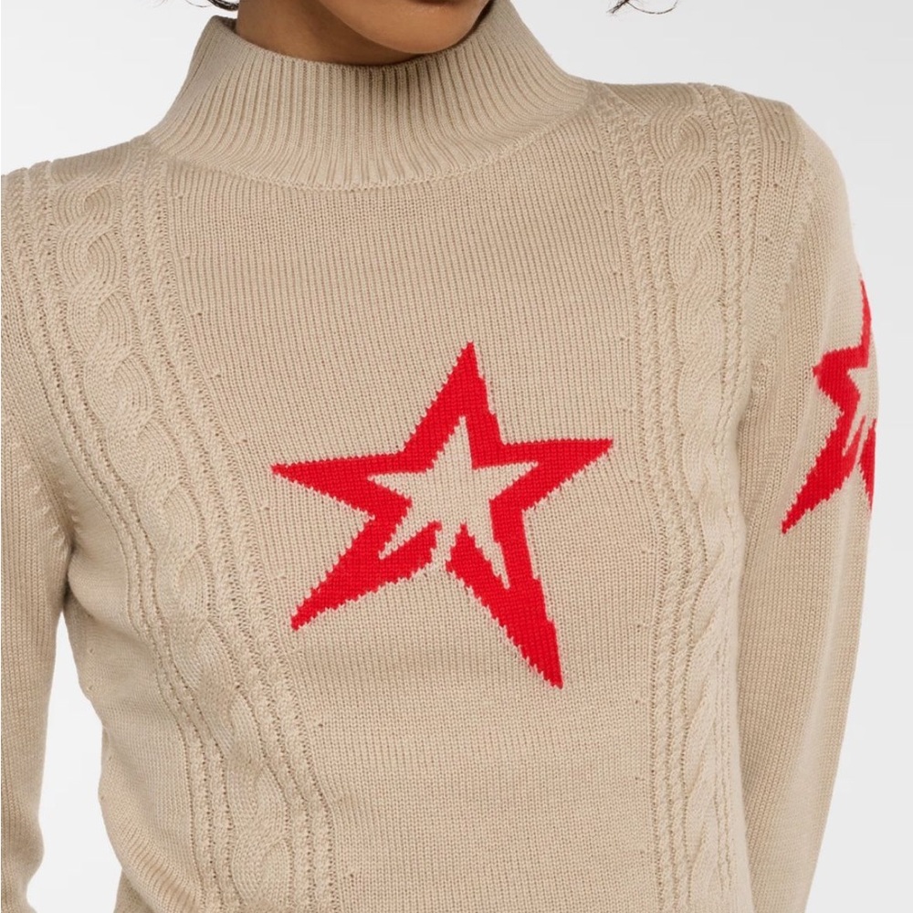 Perfect Moment Beige Sweater with Red Stars
